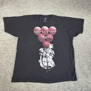 Pennywise Shirt Mens XL You'll Float Too IT Horror Movie Graphic Tee Tagless